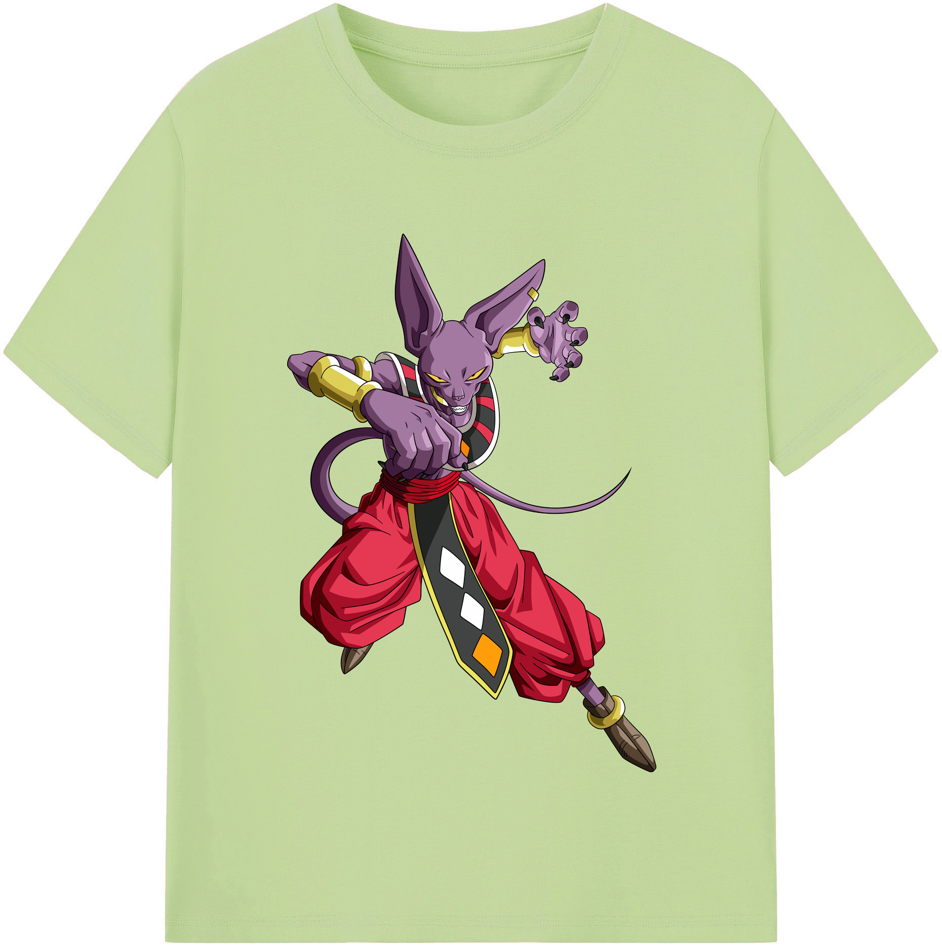 （画像用） ドラゴンボール ビルス 破壊神ビルス DRAGON BALL Beerus Birusu 綿100％半袖Tシャツ（フロントプリント）